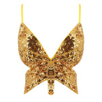 yellow Butterfly Tank Top Sequin
