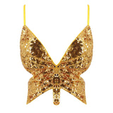 yellow Butterfly Tank Top Sequin