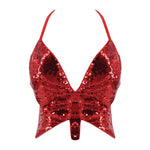 red Sparkly Butterfly Crop Top