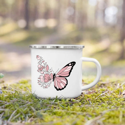 pink butterfly mug