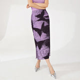 fashionable slim fit purple butterfly skirt