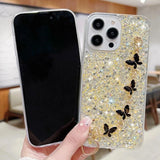aesthetic glitter butterfly yellow phone case