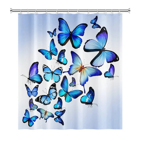 Deep Blue Butterfly Shower Curtain