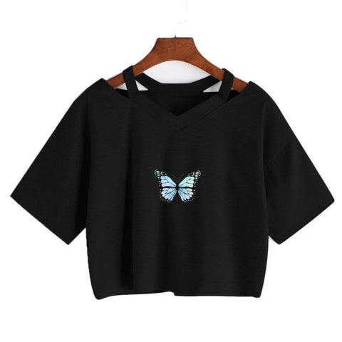 Butterfly Sleeve Crop Top