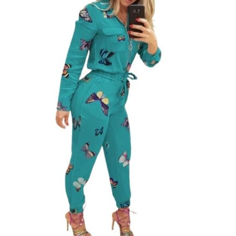 Teal Butterfly Jumpsuit