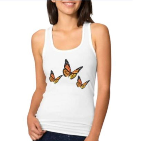 White Butterfly Tank Top