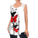 White Tank Top Butterfly Lace for women