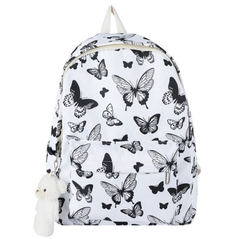 black and white butterfly backpack