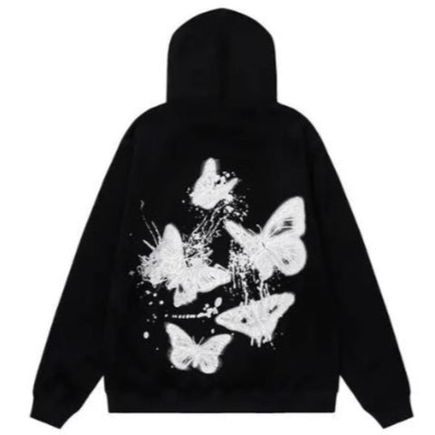 blackandwhite butterfly hoodie