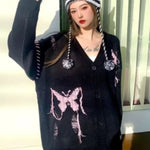 black embroidered butterfly sweater cheap