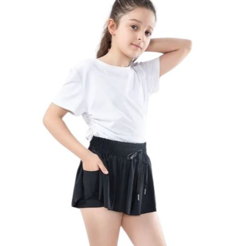 black youth butterfly flowy shorts