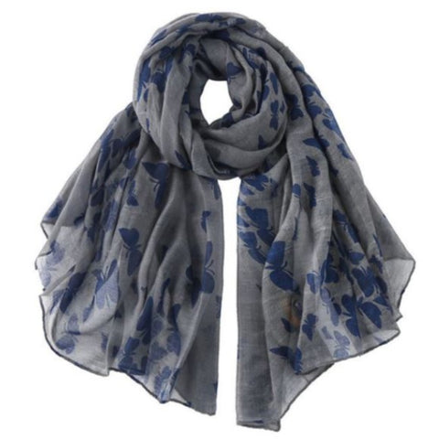 blue and grey butterfly scarf