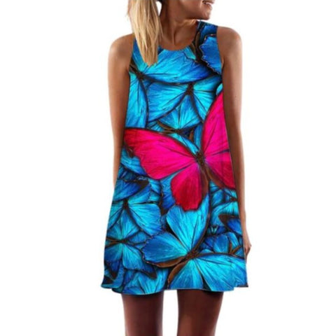 blue and pink butterfly dress