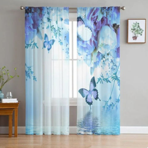 blue butterfly curtains
