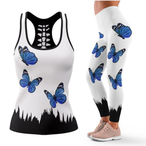 blue butterfly legging set