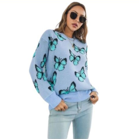 blue butterfly sweater
