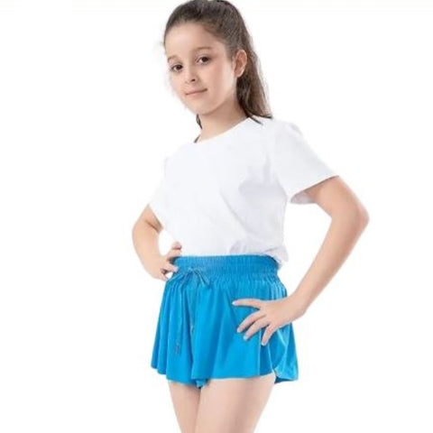 blue youth butterfly flowy shorts