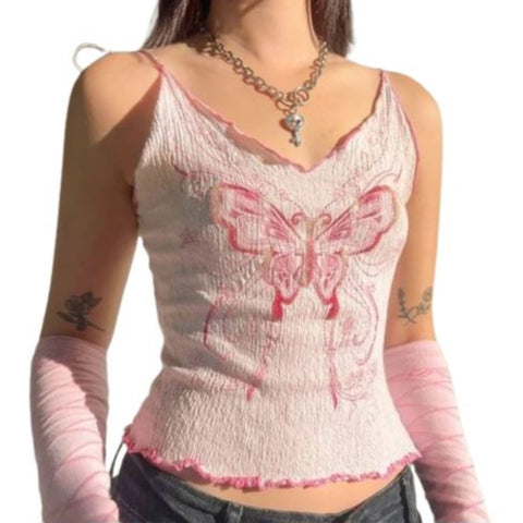 Pink Butterfly Tank Top
