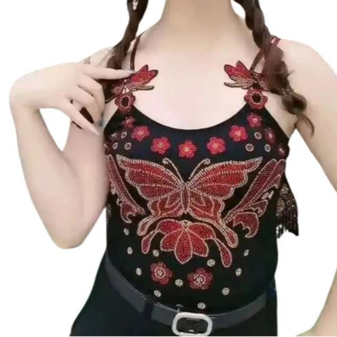 cute Butterfly-Beaded Tank top