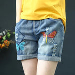 butterfly denim shorts for ladies