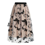 cute khaki butterfly embroidered skirt