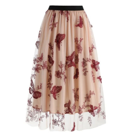 butterfly embroidered skirt