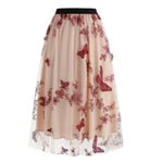PINK butterfly embroidered skirt