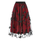 red butterfly embroidered skirt