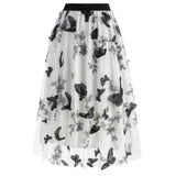 white butterfly embroidered skirt