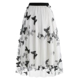 white cheap butterfly embroidered skirt