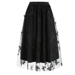 black meshed butterfly embroidered skirt