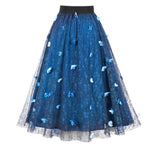 blue butterfly mesh skirt