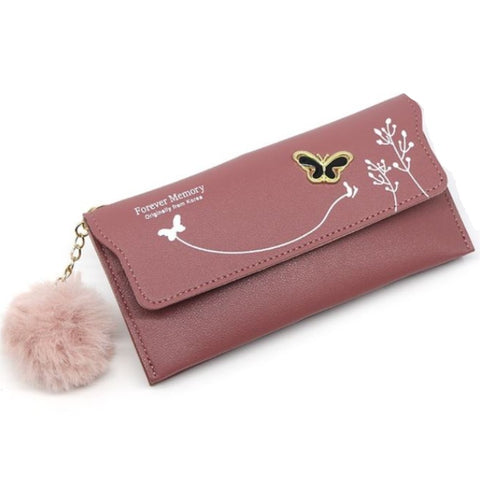 coral butterfly wallet