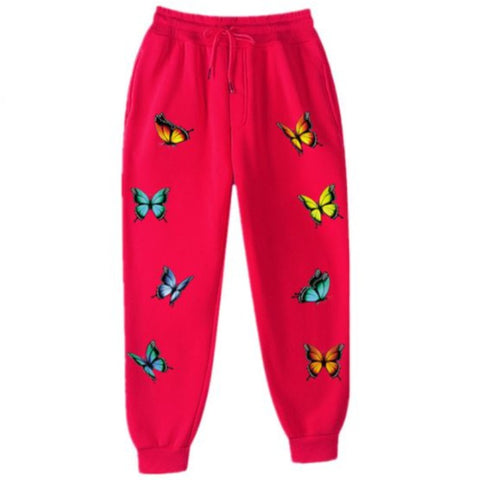 red butterfly sweatpants