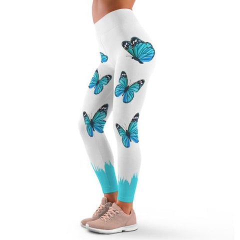 cyan butterfly leggings