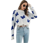 dark blue butterfly polyester sweater