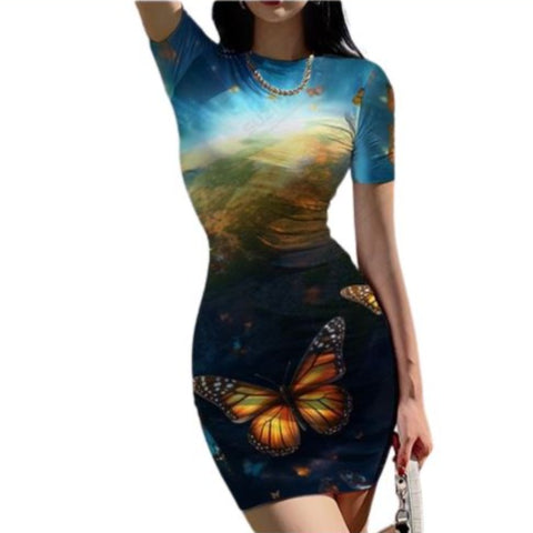 darkturquoise viceroy butterfly tight dress