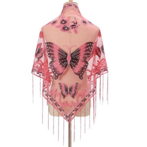 deep pink butterfly scarf