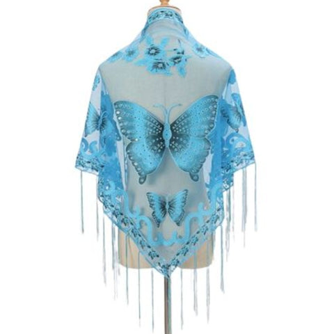 deep sky blue butterfly scarf
