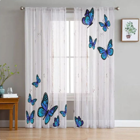 dodgerblue butterfly curtains