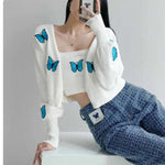 embroidered butterfly cardigan for women