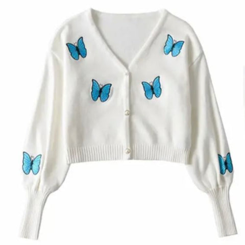 embroidered butterfly cardigan