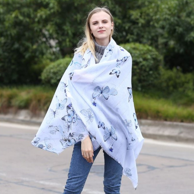 Butterfly Blue Illusion Scarves Emperor Butterfly Scarf BUTTERFLY