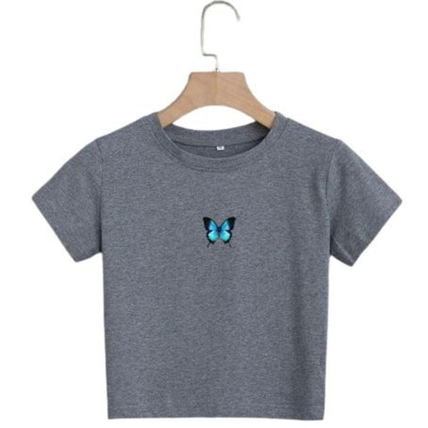 summer butterfly shirt crop top