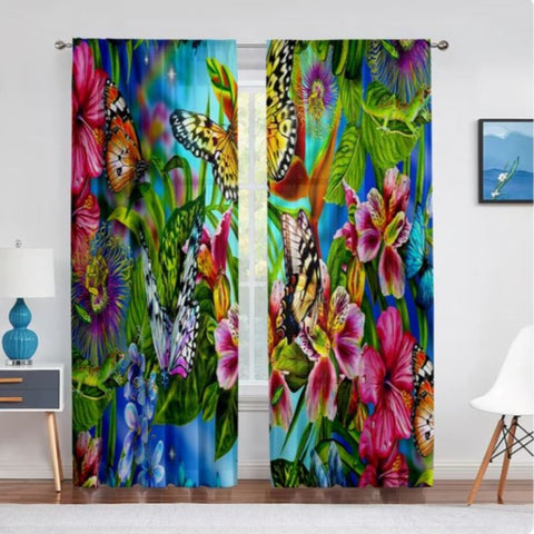 flowers and butterfly curtains