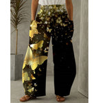 gold color butterfly trousers for ladies