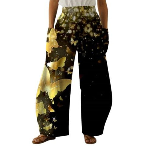 gold color butterfly trousers