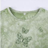 summer Green Butterfly Crop Top