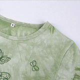 spring Green Butterfly Crop Top