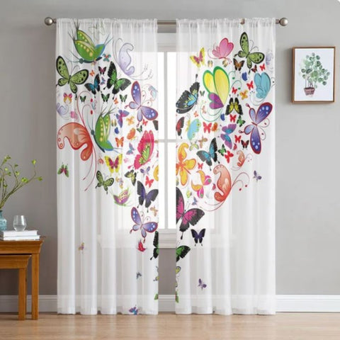 heart shaped butterfly curtains